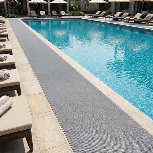 Thick PVC Drainage Floor Mat Non Slip Flooring Mats Swimming Pool 3x10FT Grey