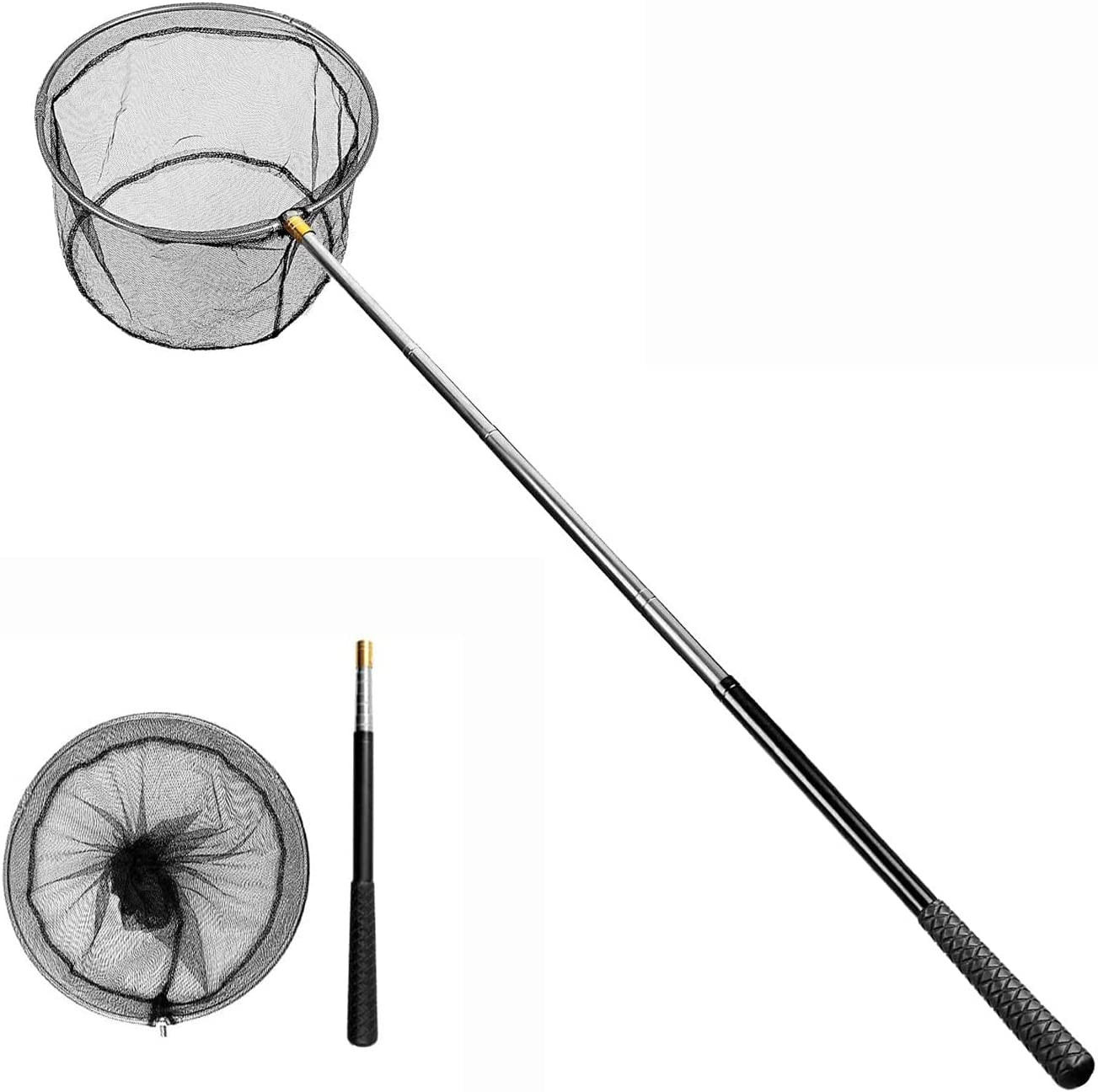 Pool Skimmer Net with Stainless Steel Telescopic Pole,58&Prime; Extendable Leaf Skimme