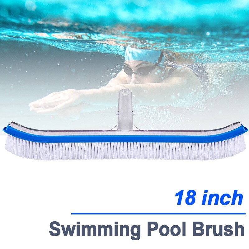18&Prime; Pool Brush With Handle Commercial Heavy Duty Aluminum Back Nylon Bristle