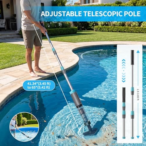 Handheld Hot Tub Vacuum, Cordless Small Pool Vacuum for Above Light Gray