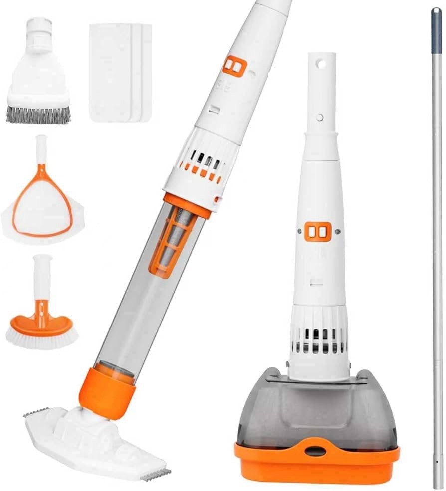3-in-1 Pool Spa Vacuum Cleaner Rechargeable 25µm Filter Orange