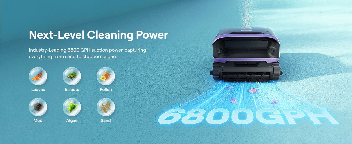 Beatbot Sora 70 Pool Vacuum Robot, 360° Top-to-Bottom Cleaning,Lilac