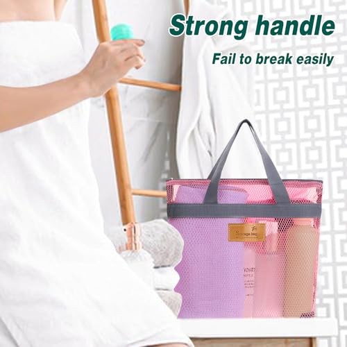 KALIONE Portable Gym Shower Bag, Mesh Shower Caddy Bag, Quick Dry Hanging Pink