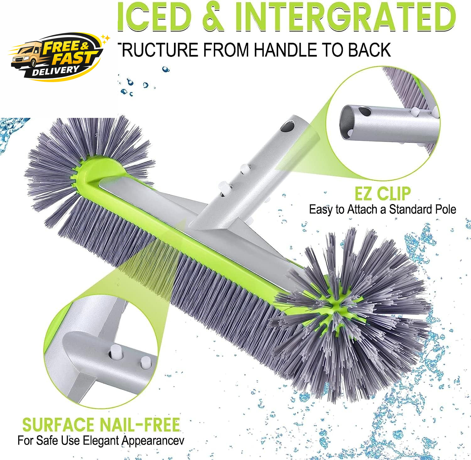 Professional Swimming Pool Brush Head with round Ends,17.5&Prime; Heavy Duty Aluminum
