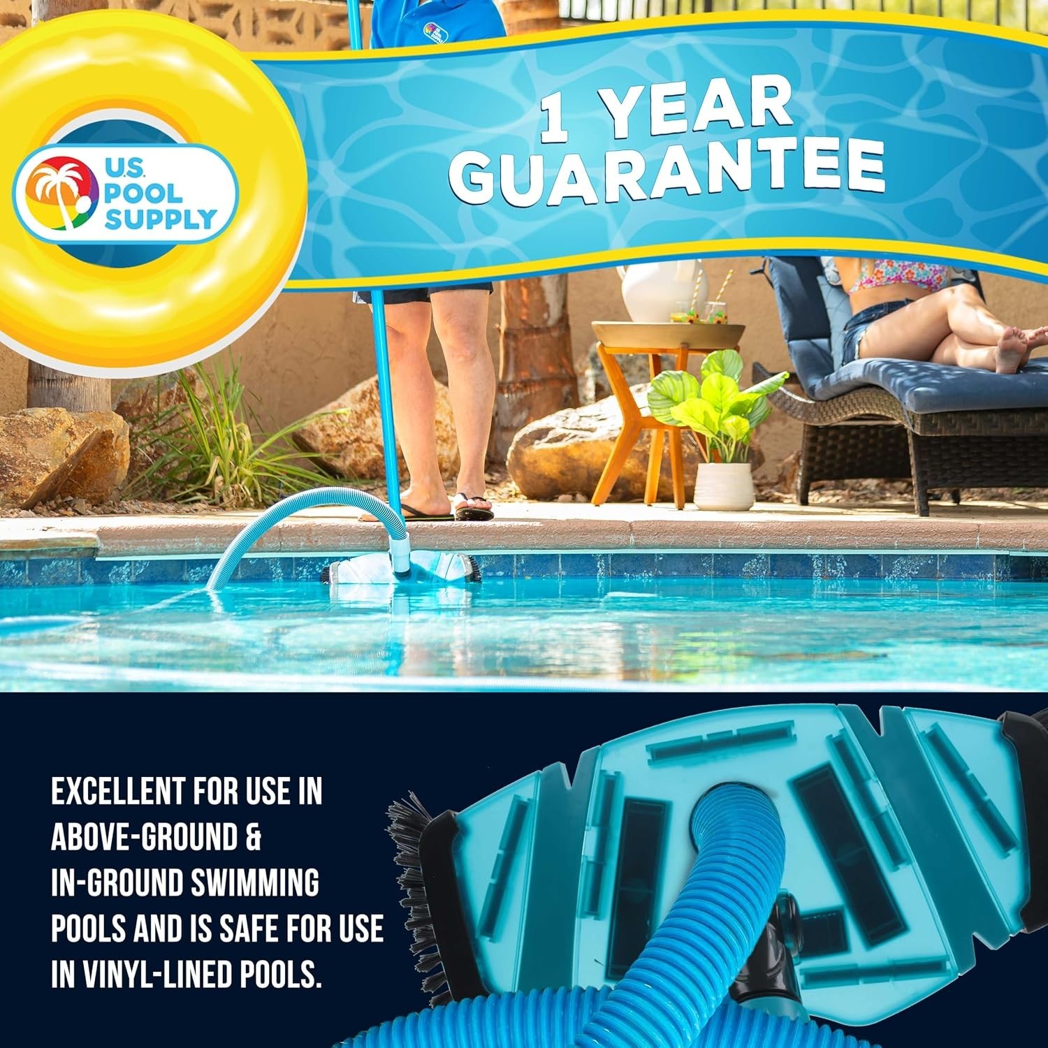 Effortless Pool Cleaning: 14&Prime; Weighted Vacuum Head for Inground & Above-Ground