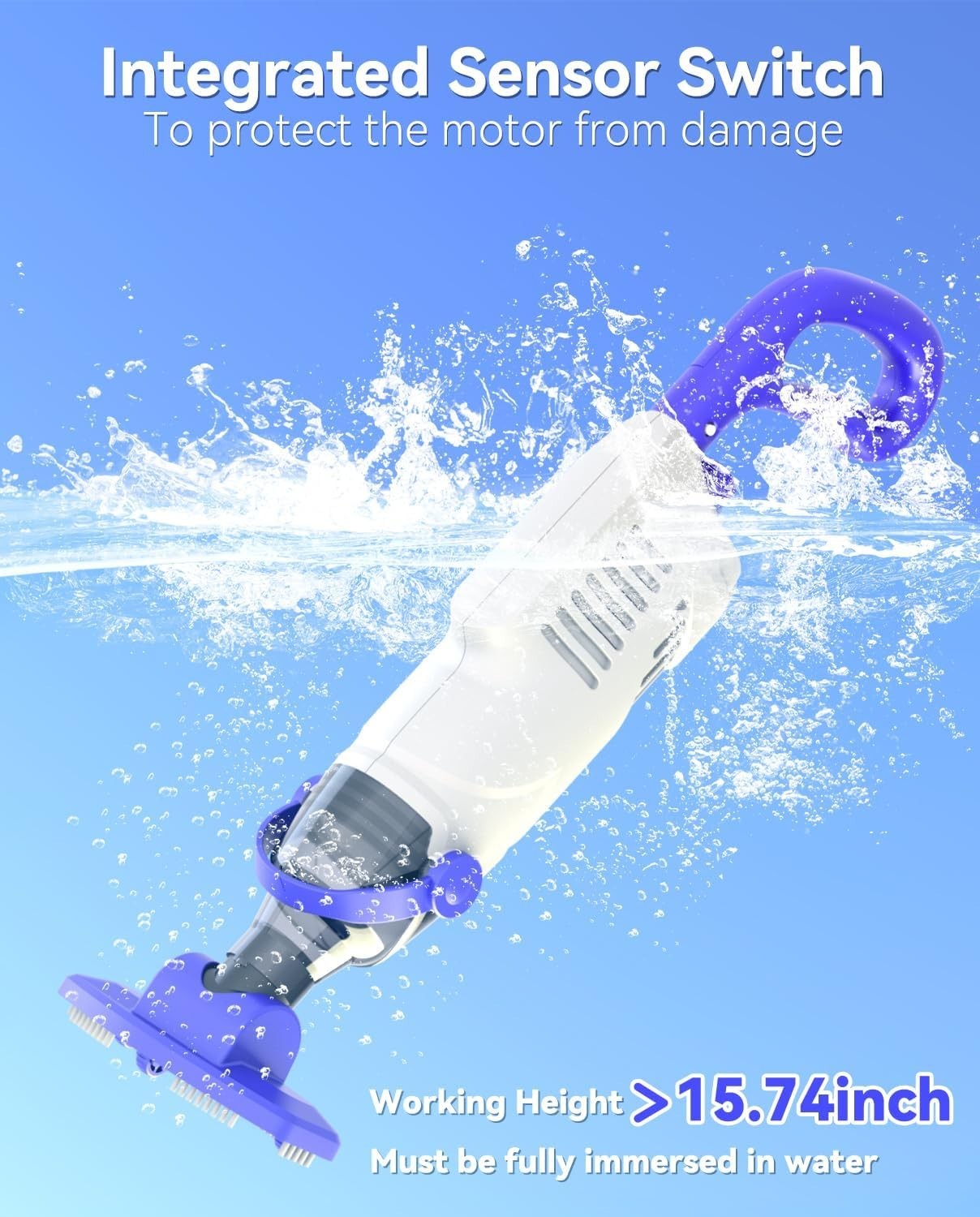 2026 Upgraded Cordless Pool Vacuum 18 GPM Suction 3-Head Cleaner White