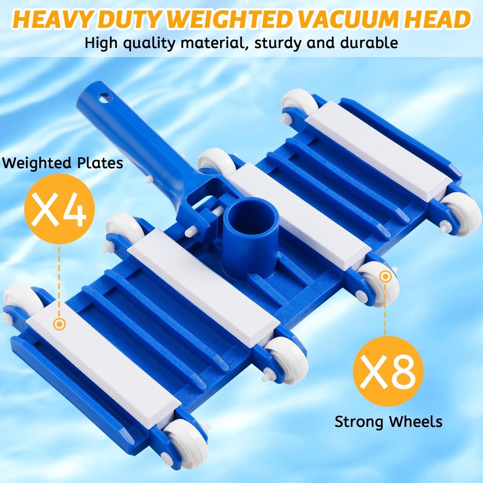 Yufafa Pool Vacuum Head with Wheels, Flexible Swimming Pool Vacuum Head with …