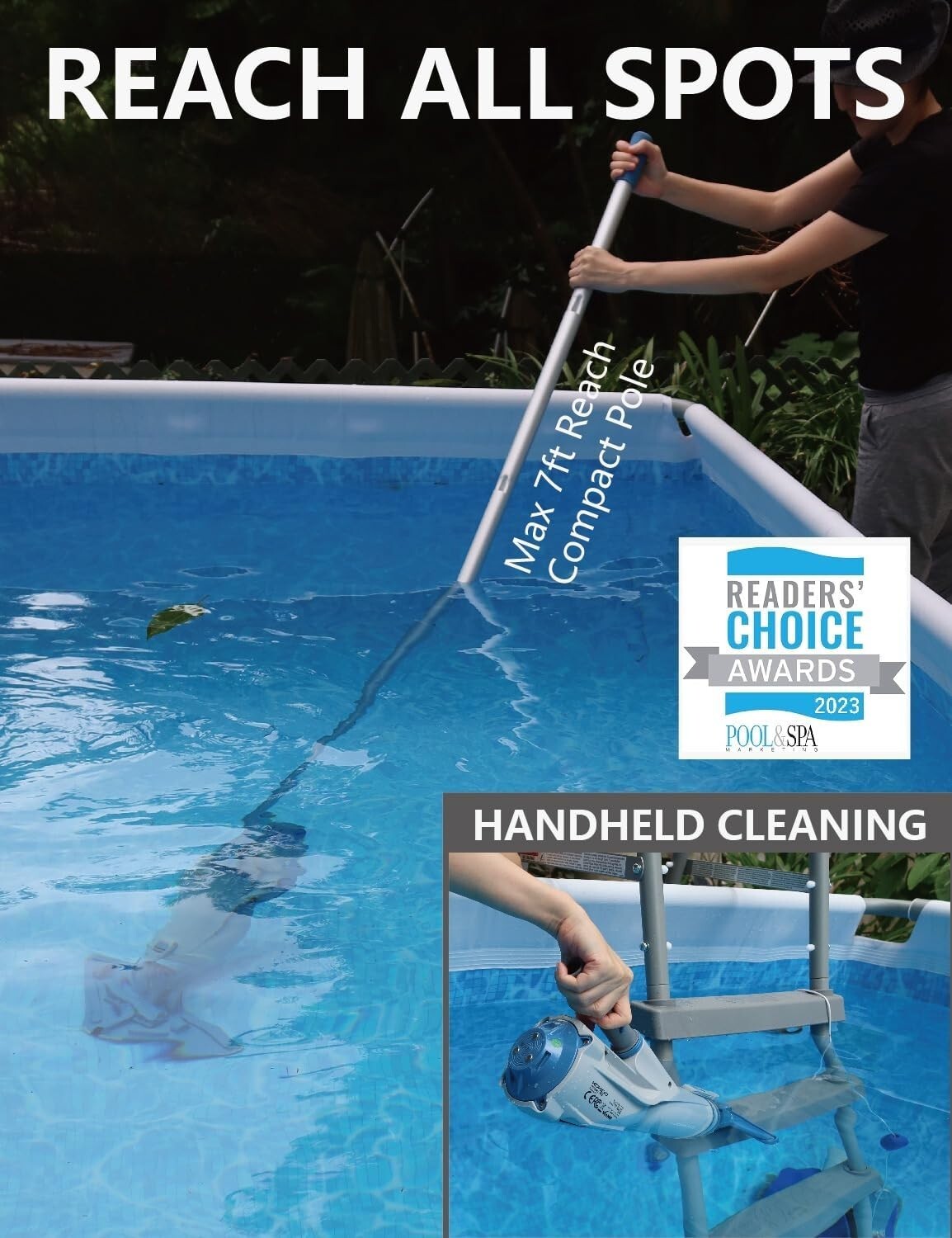 2025 Cordless Pool Cleaner with XL Head for Hard-to- Areas – 1- Service