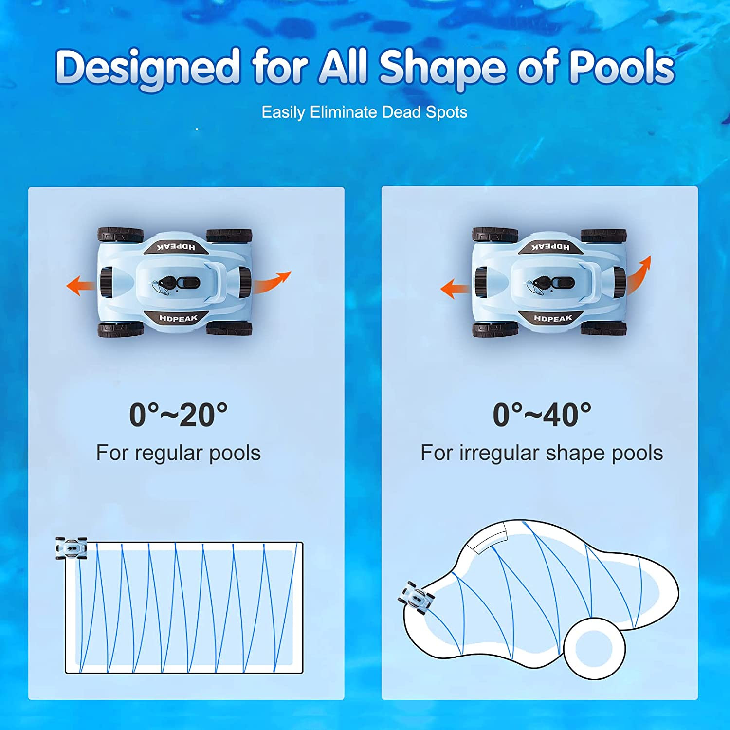Robotic Pool Cleaner 110 Mins Auto-Parking Rechargeable Automatic 50 Feet Blue