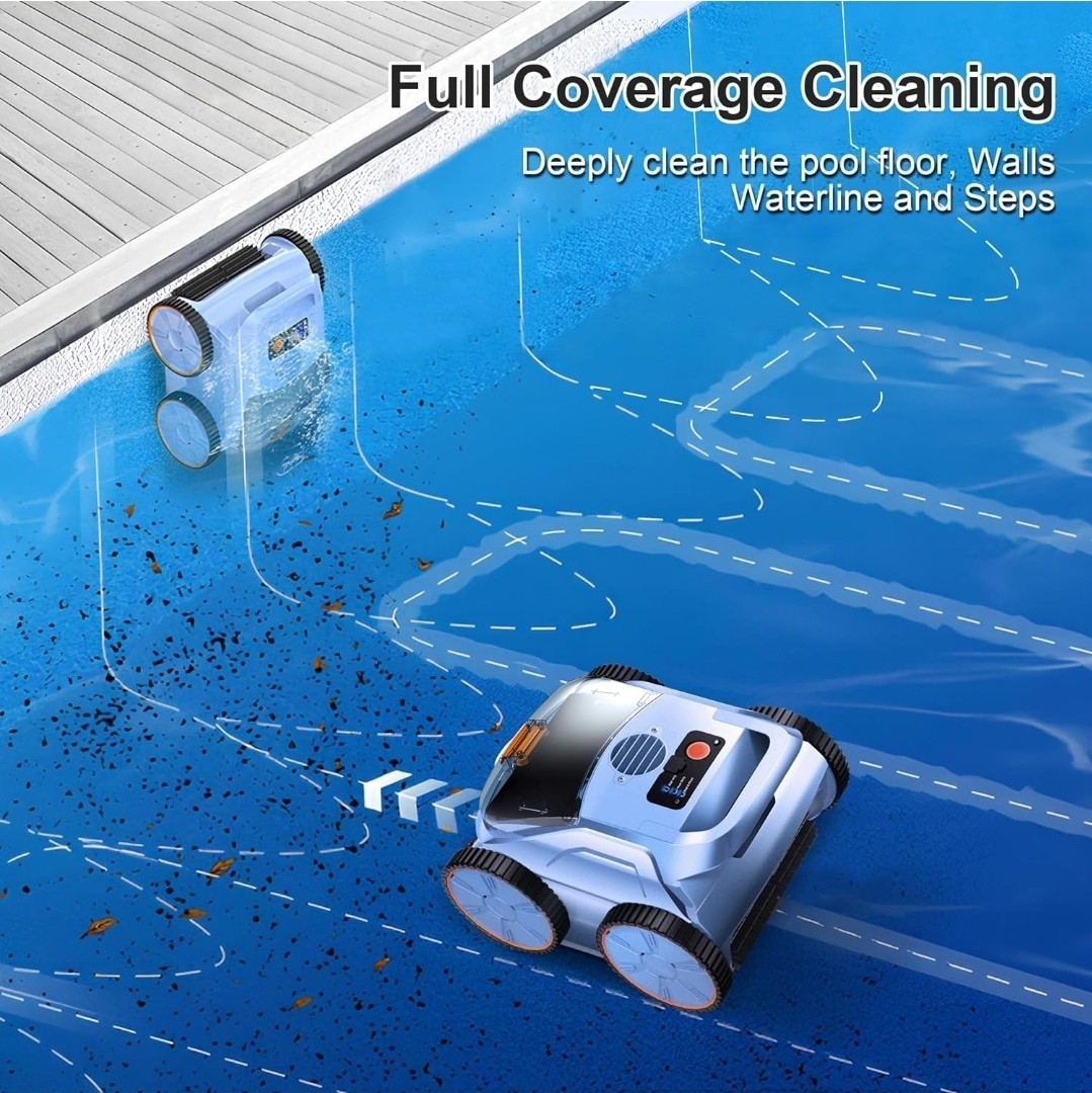 ZYERCH 2025 Upgrade Pool Vacuum Robotic Cleaner Wall Climbing Pool – Dark Blue