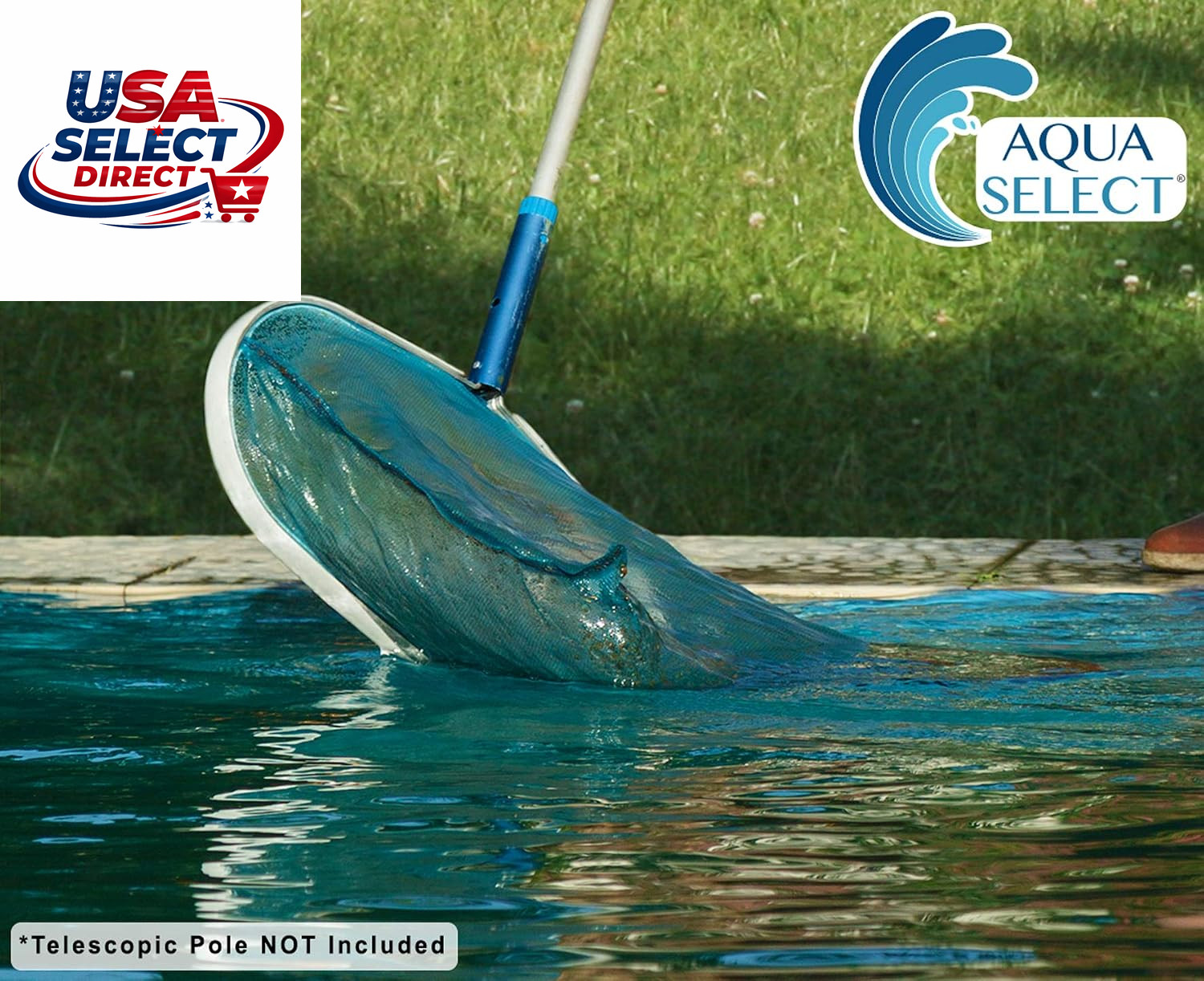 Heavy Duty Deep-Bag Leaf Rake Pool Skimmer with Ultra Fine Mesh