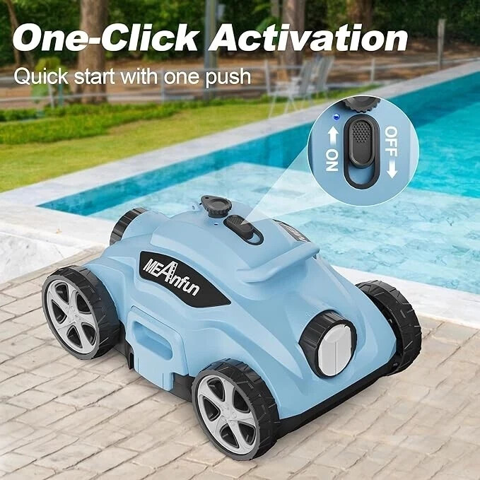 CORDLESS BLUE ROBOTIC POOL CLEANER Meanfun MF-PC01 BLUE NEW