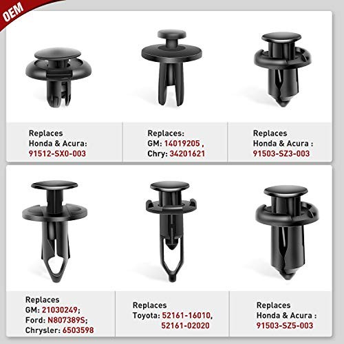 Car Retainer For GM Ford Toyota Honda Chrysler – 120 Clips 6.3mm 8mm 9mm 10mm
