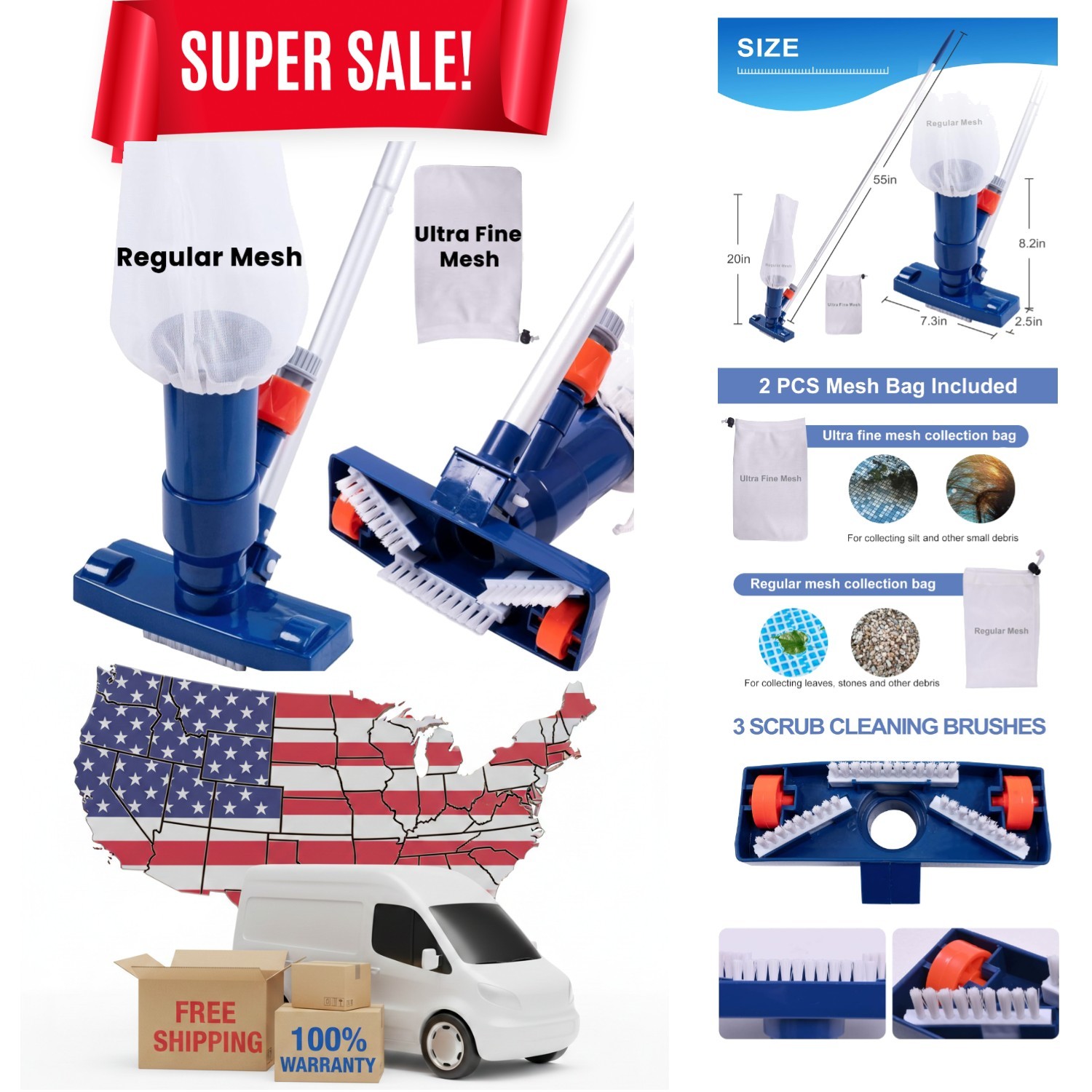Upgraded Water-Powered Pool Vacuum Cleaner with 56&Prime; Pole – Eco-Friendly Solution