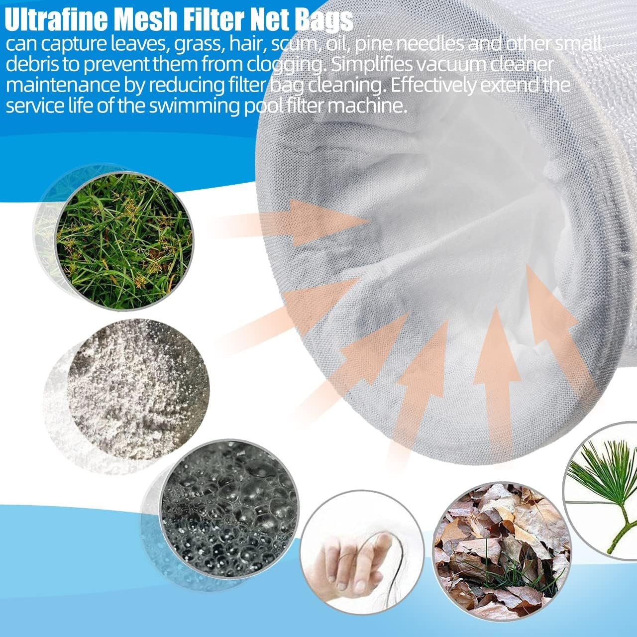 (20 Pack) Pool Micro Filter Mesh Bags for Pool Blaster Water Tech Catfish Ultra
