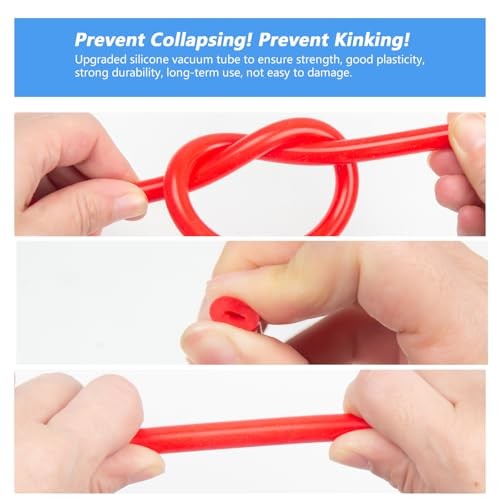 Shineyoo Red Vacuum Hose Kit 6PCS 1/8&Prime; 5/32&Prime; 3/16&Prime; 1/4&Prime; 5/16&Prime; 3/8&Prime; Tubings 5FT