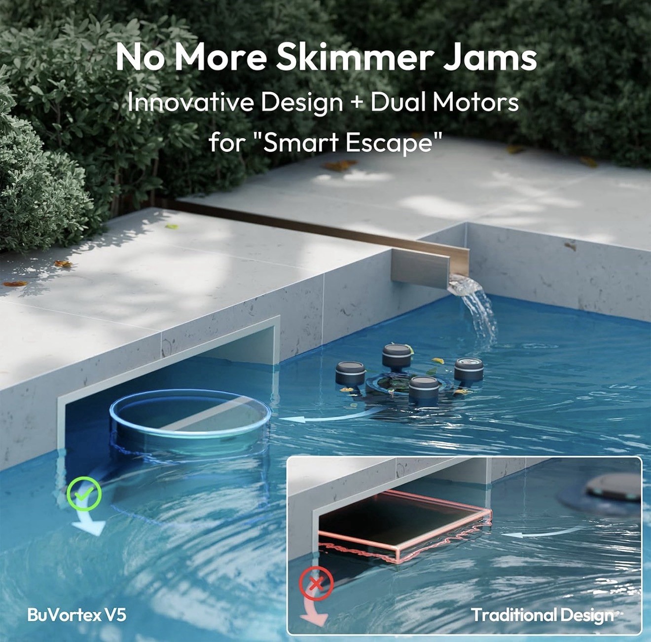 (2026) BUBLUE F10 Automatic Pool Skimmer Robot, 5L Filter, APP Control Brand New