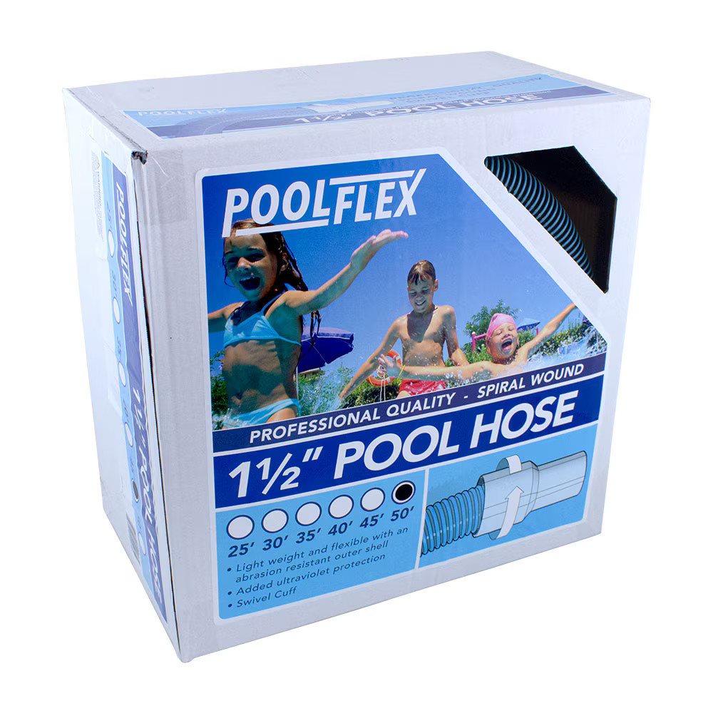 PoolFlex Spiral Vacuum Swimming Pool Cleaner Hose – 50&prime; x 1.5&Prime;