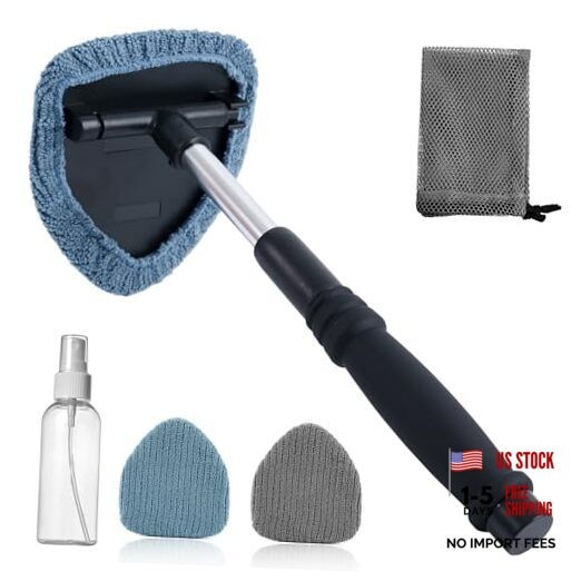 Pivoting Windshield Glass Cleaning Tool Extendable Aluminum Handle Triangle