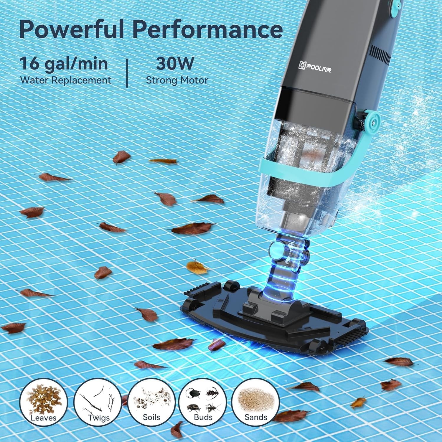 PoolMr Cordless Handheld Pool Vacuum, Rechargeable Pool Cleaner with 18.5 Gal…