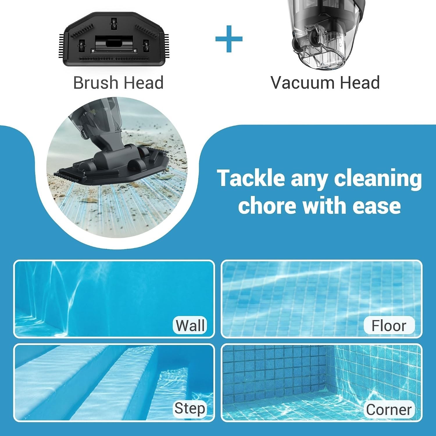 Effortless Above Ground Pool Cleaning: 18 GPM Suction & 4-Section Pole Design