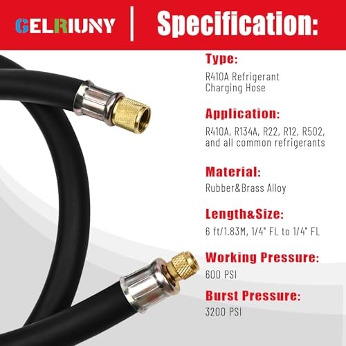 2026 Upgrade 1/2&Prime;HVAC Vacuum Hose,High-Flow Vacuum Certified 1/2&Prime; to 1/4&Prime;