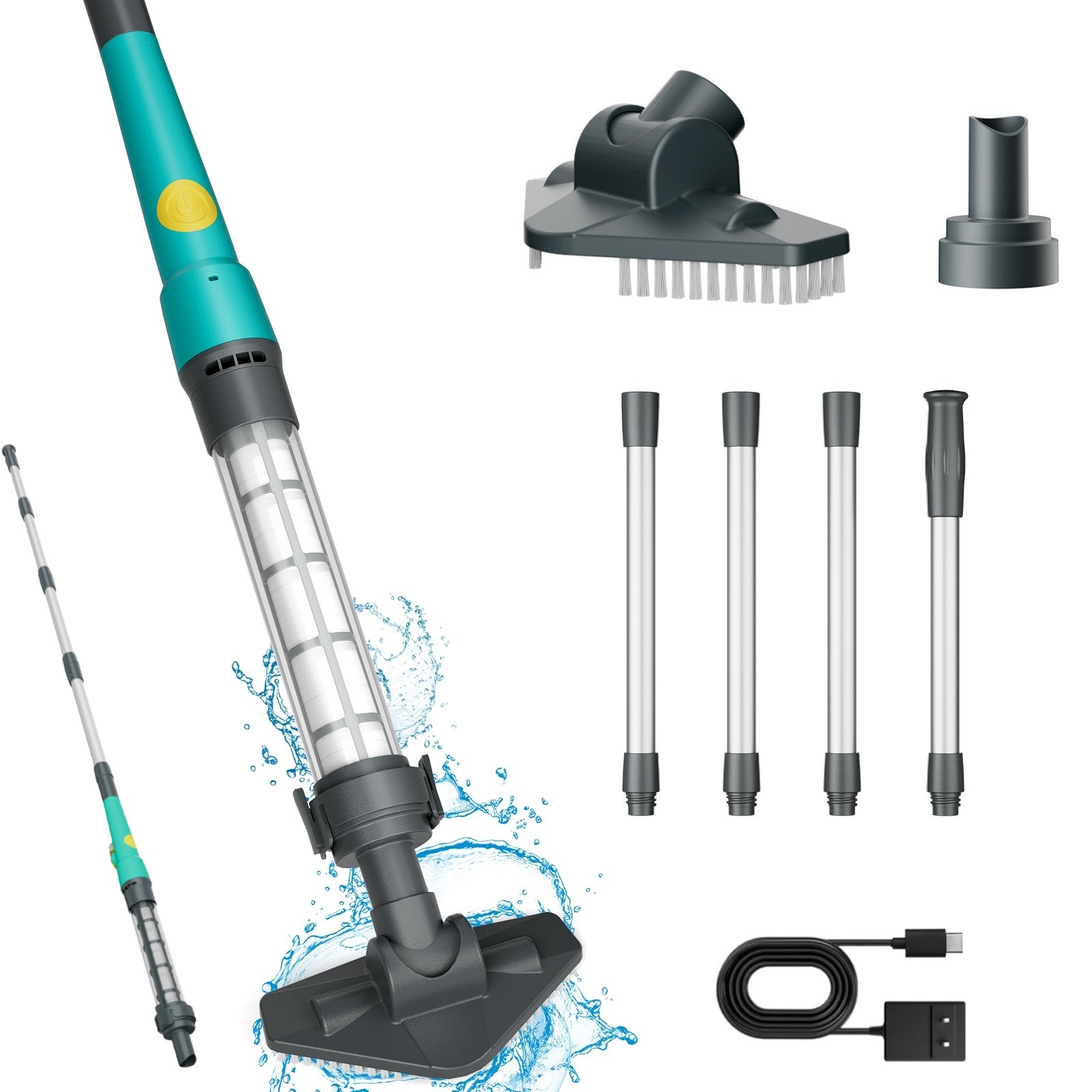 Mutaomay Rechargeable Pool Vacuum Handheld Cordless Pool Cleaner IPX8 with Pole