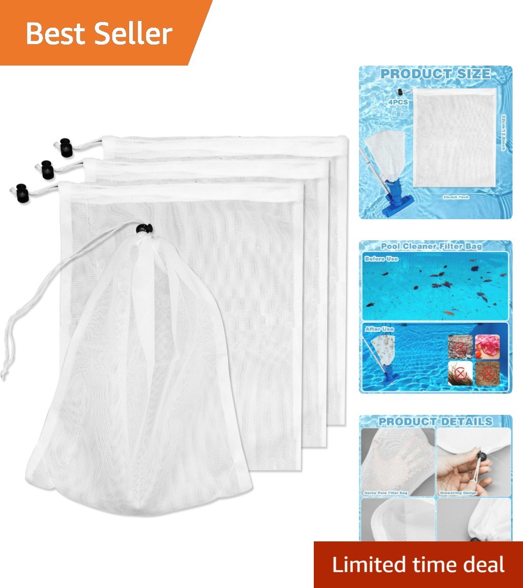 Versatile Leaf Vacuum Net Bags for Pools & Ponds – 8.7×12.6in, Set of 4