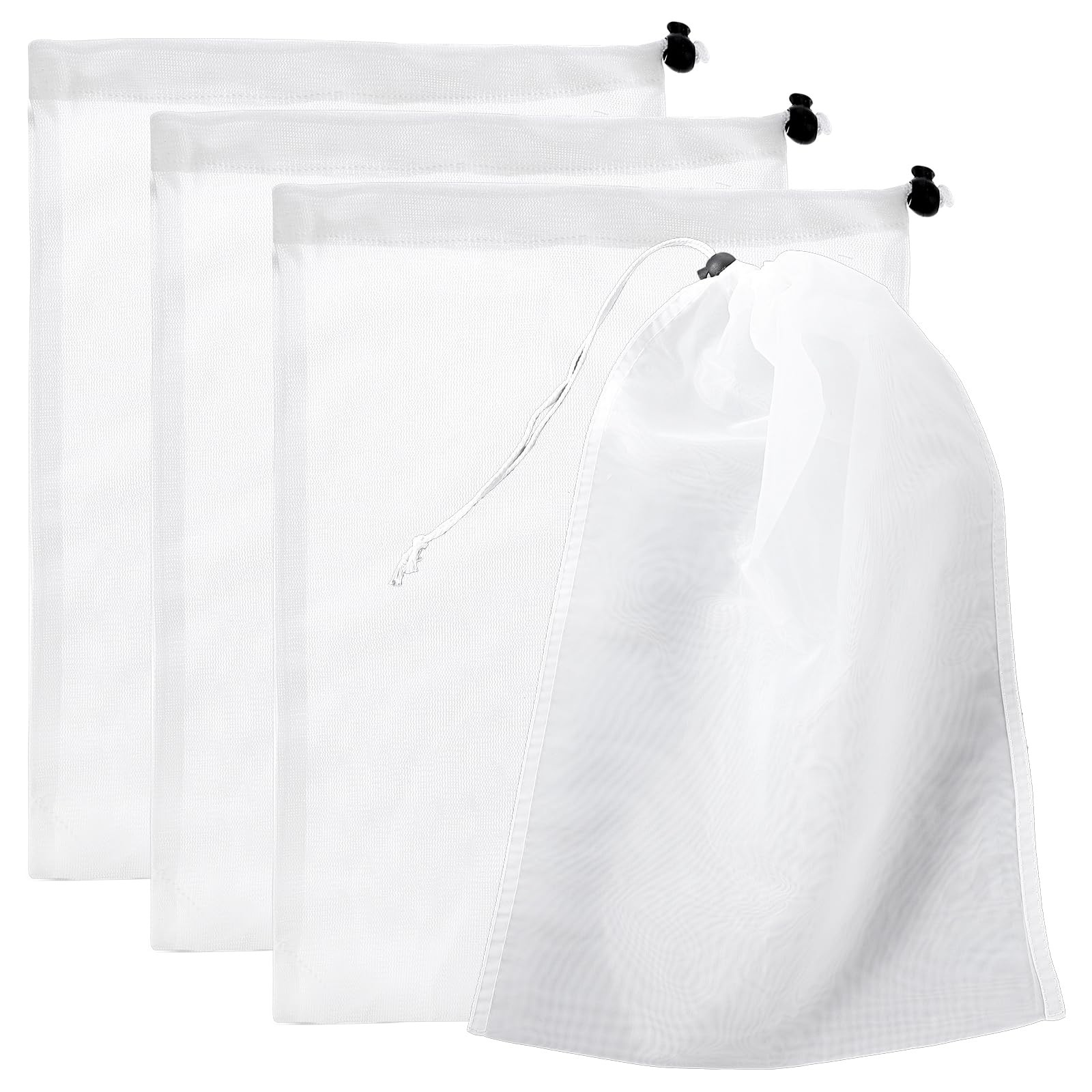 4 PCS Pool Vacuum Replacement Mesh Bag, Fine Filter Bags One Size, white
