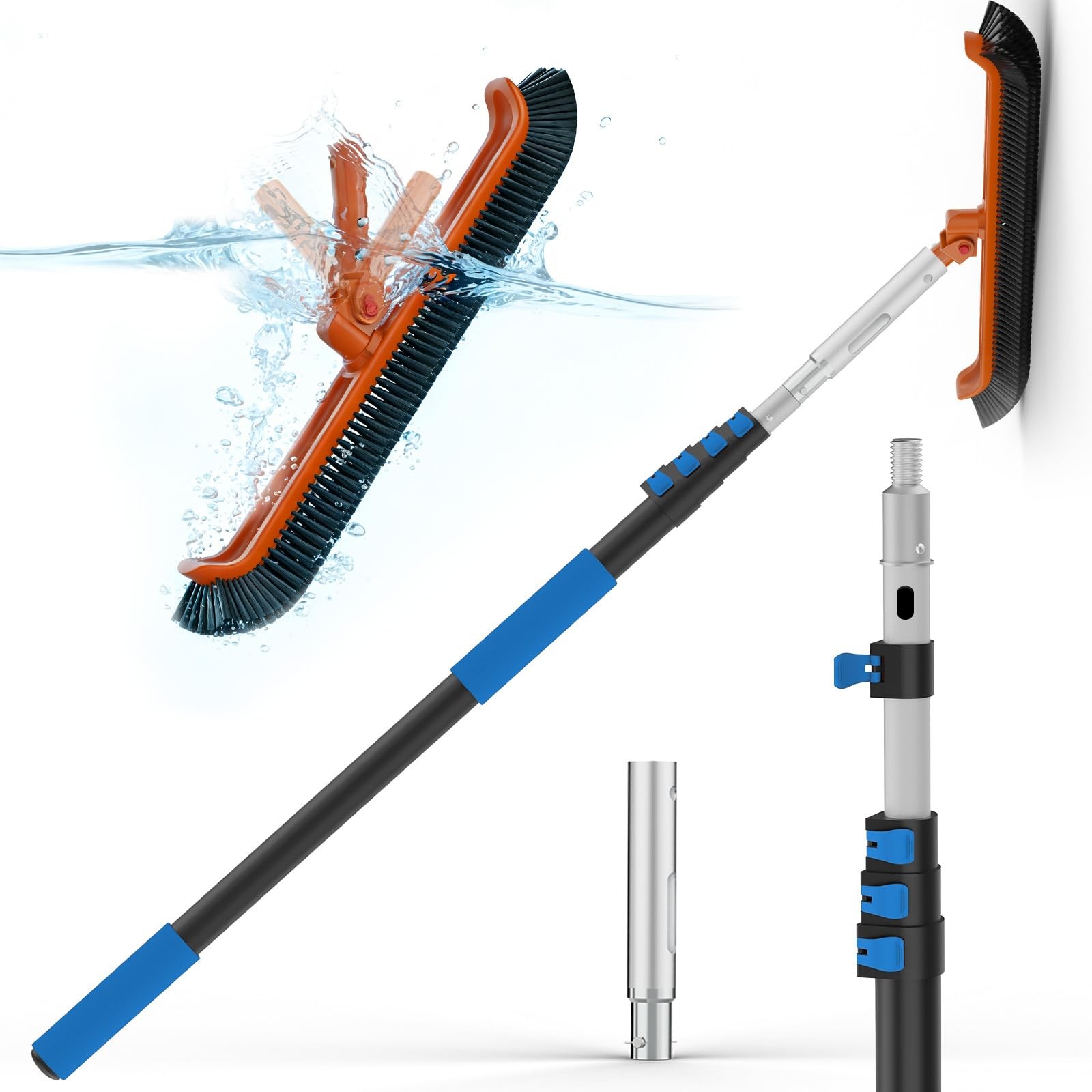 16FT Swimming Pool Pole with Brush, Upgraded Pool Pole Telescopic 16ft Heavy …