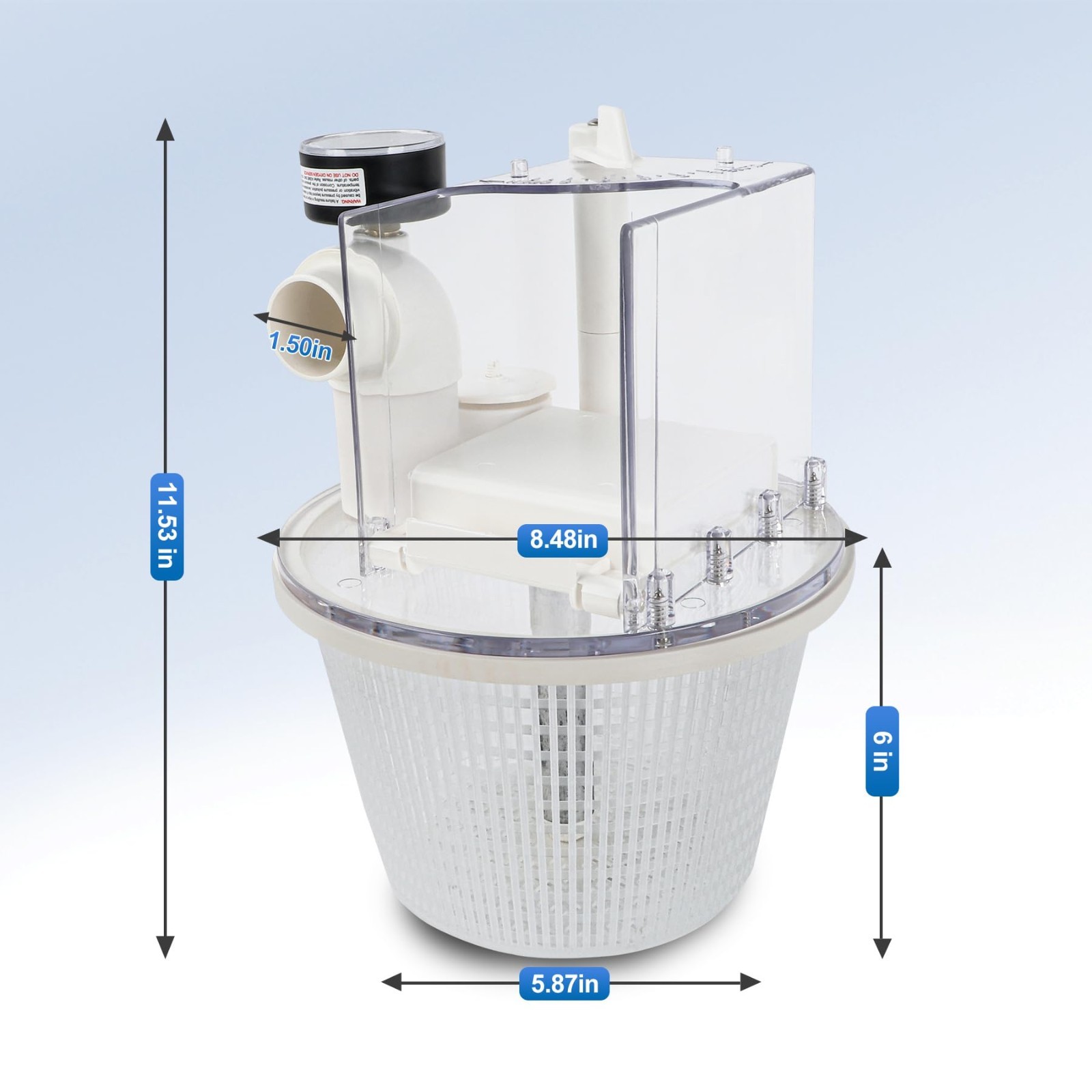 Skim Vac Mate Pool Skimmer Basket Cleaner Vacuum Attachment & Pressure Gauge