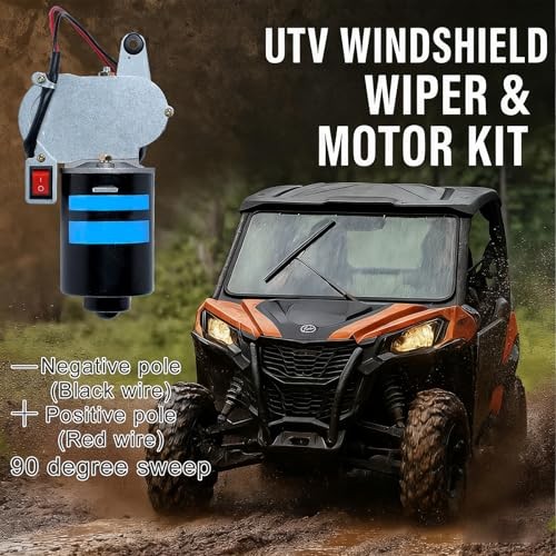 UTV Windshield Wiper Motor Kit 12V Compatible with 14&Prime; Arm + 16&Prime; Wiper Blade