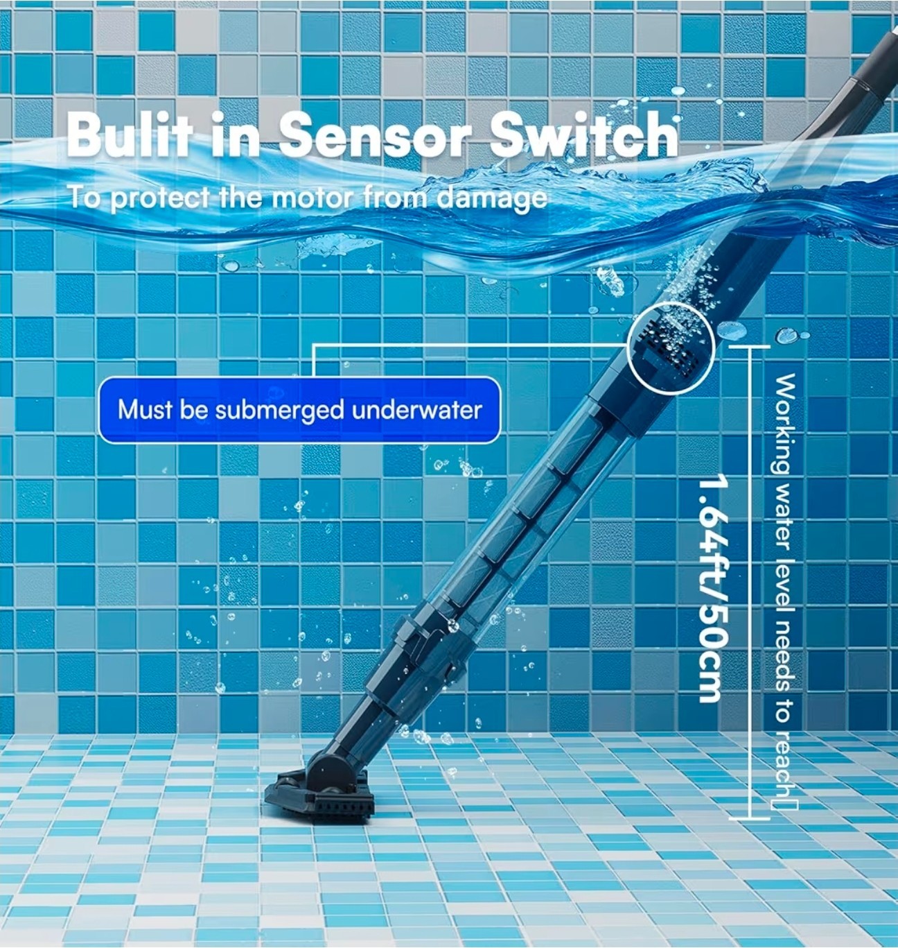 Handheld Pool Vacuum for Above Ground Pool & Hot Tub Vacuum, with 2 Brush Heads