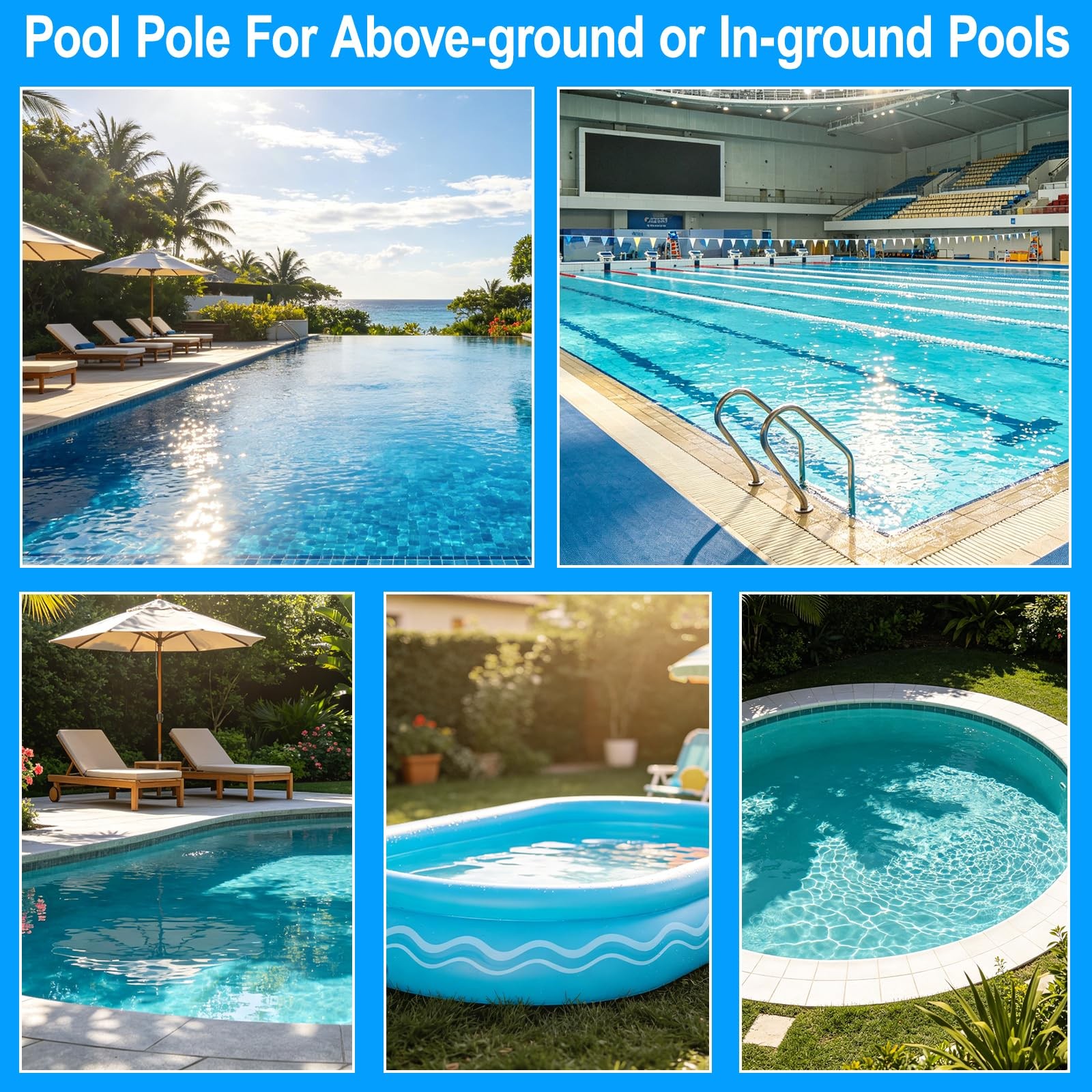 UPGRADED Pool Pole 15 Foot Telescopic Swimming Pool Poles,Telescopic Pool Cle…