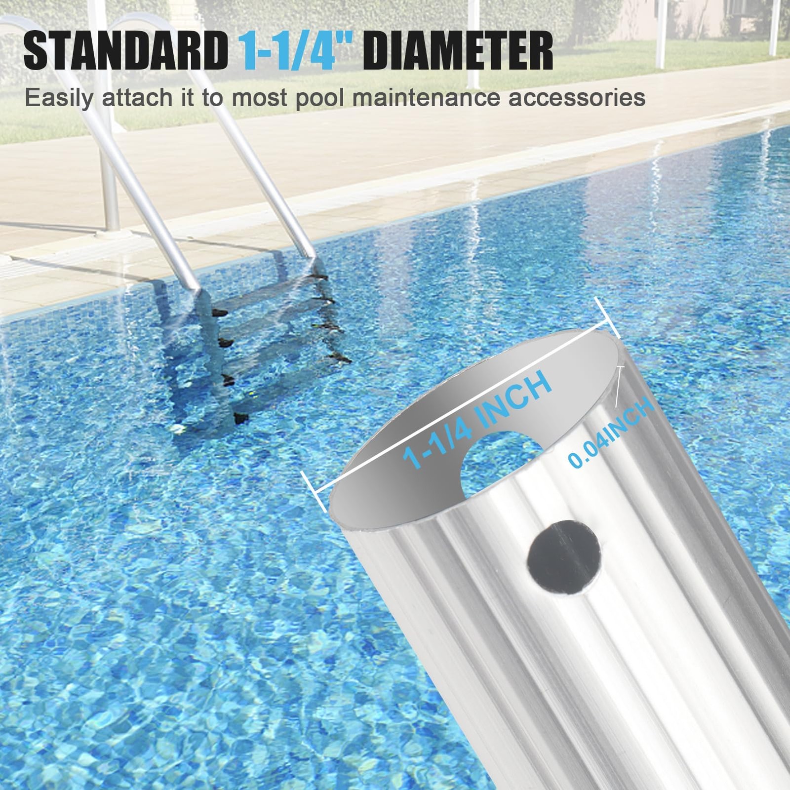 Professional 16 Foot Telescopic Aluminum Swimming Pool Pole – Attach Connect …