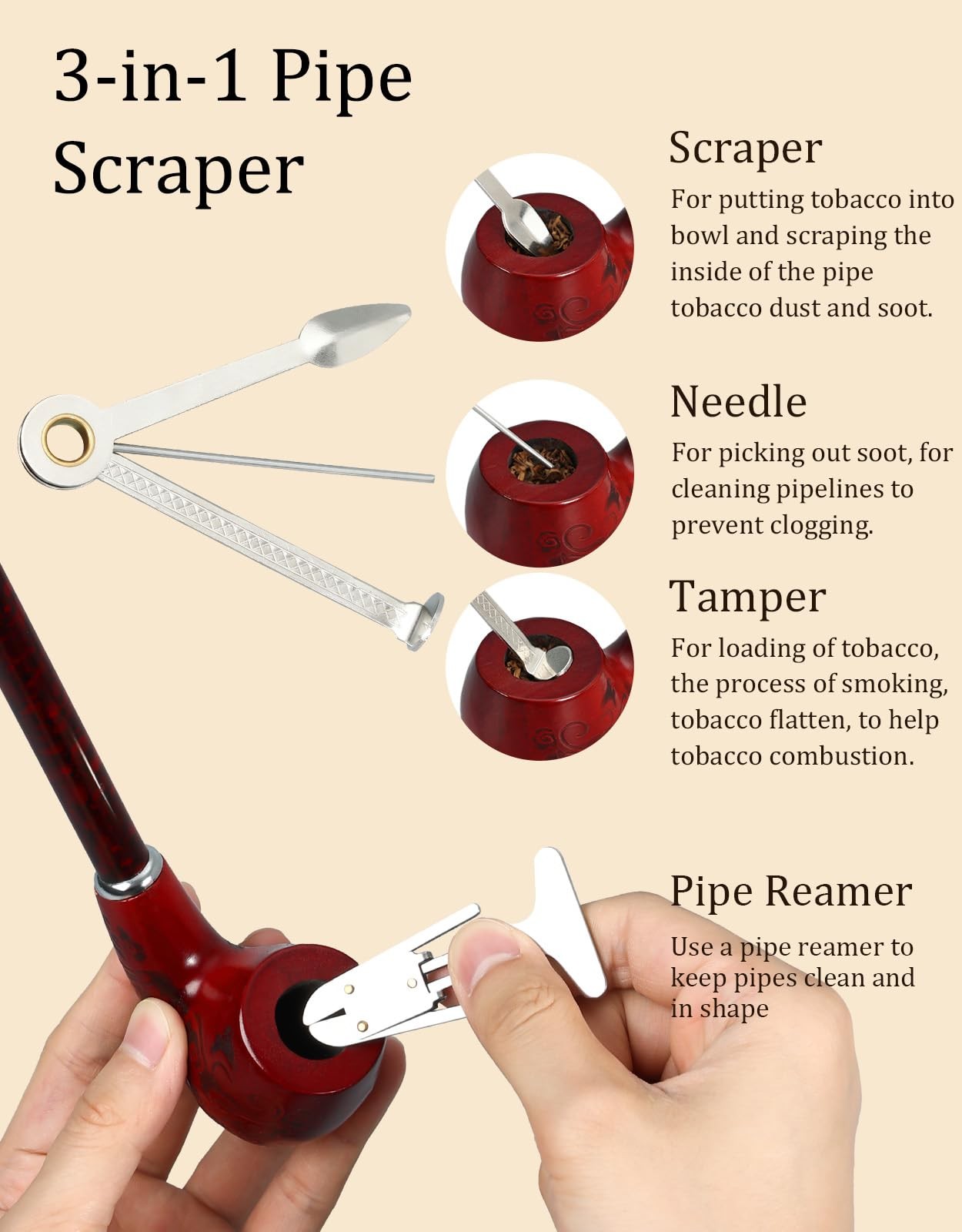 Joyoldelf Tobacco Pipe – Handcrafted 16&Prime;Length Large (Pack of 1), red