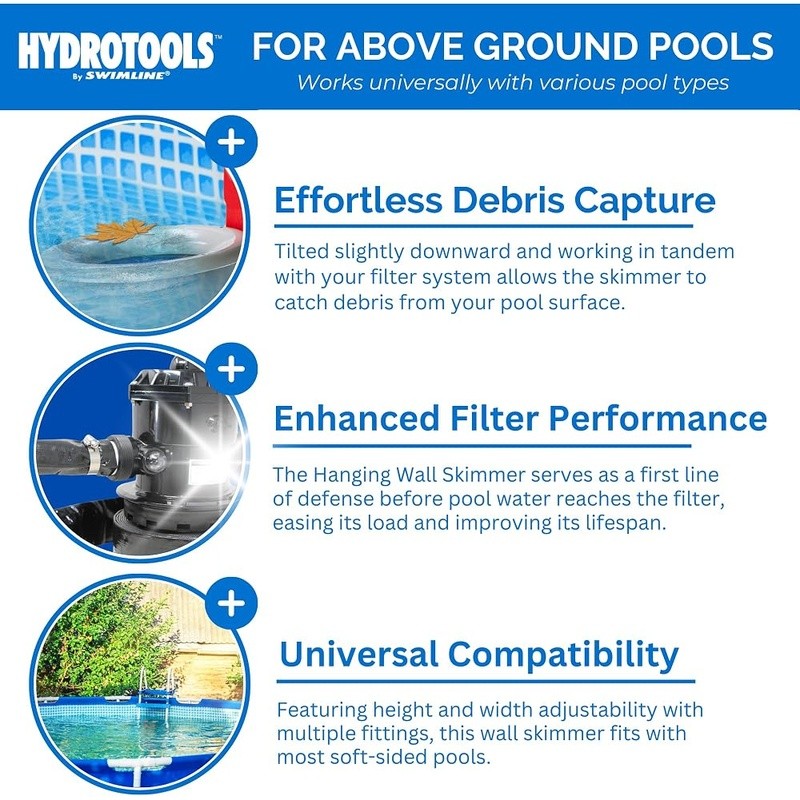 Intex Pool Skimmer Easy Install Automated Debris Removal UV Resistant Durable US