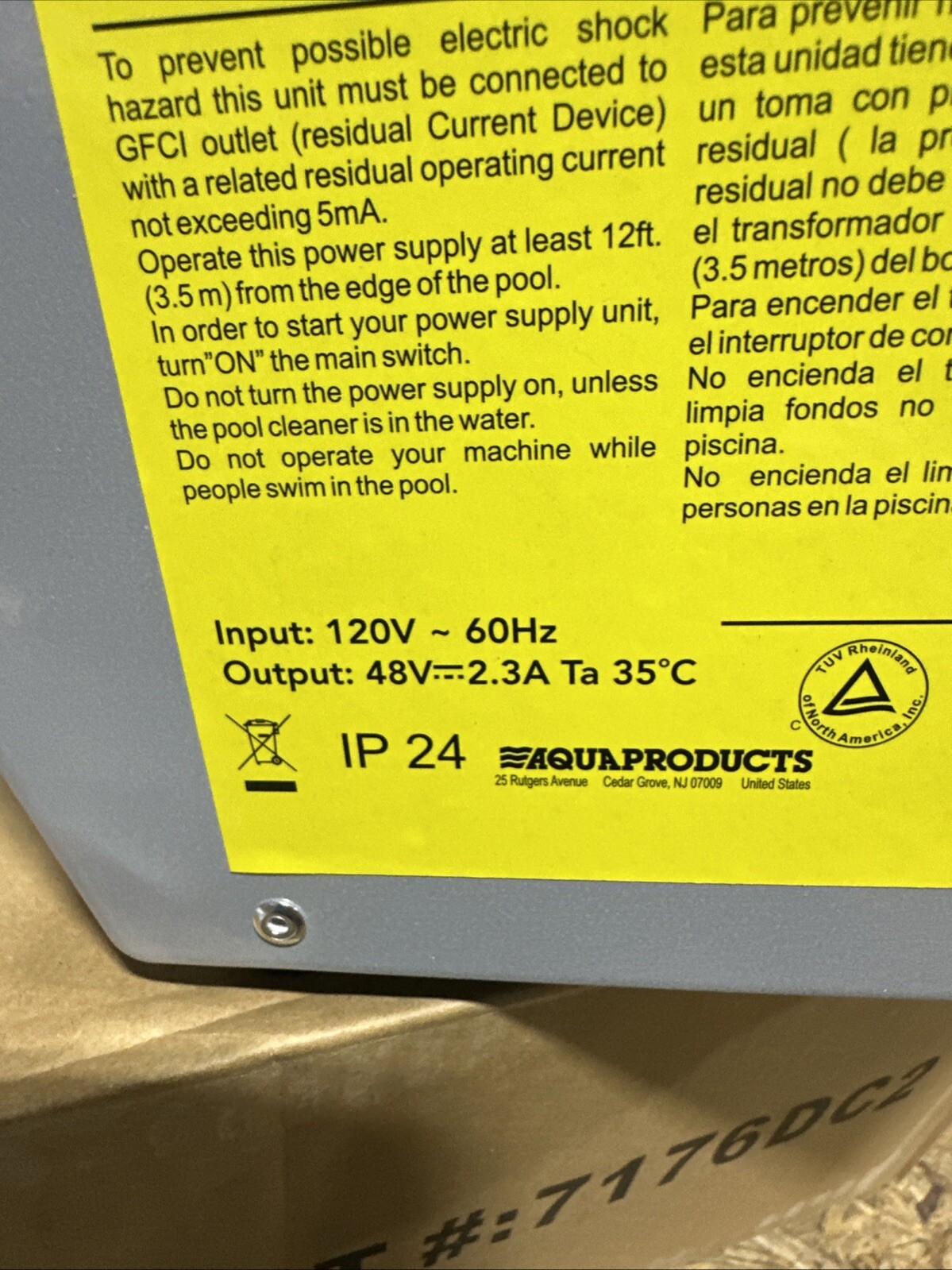 AQUA PRODUCTS AQUABOT S2 4XT POWER SUPPLY SP12023048 7176DC2 OEM 48 VDC NEW