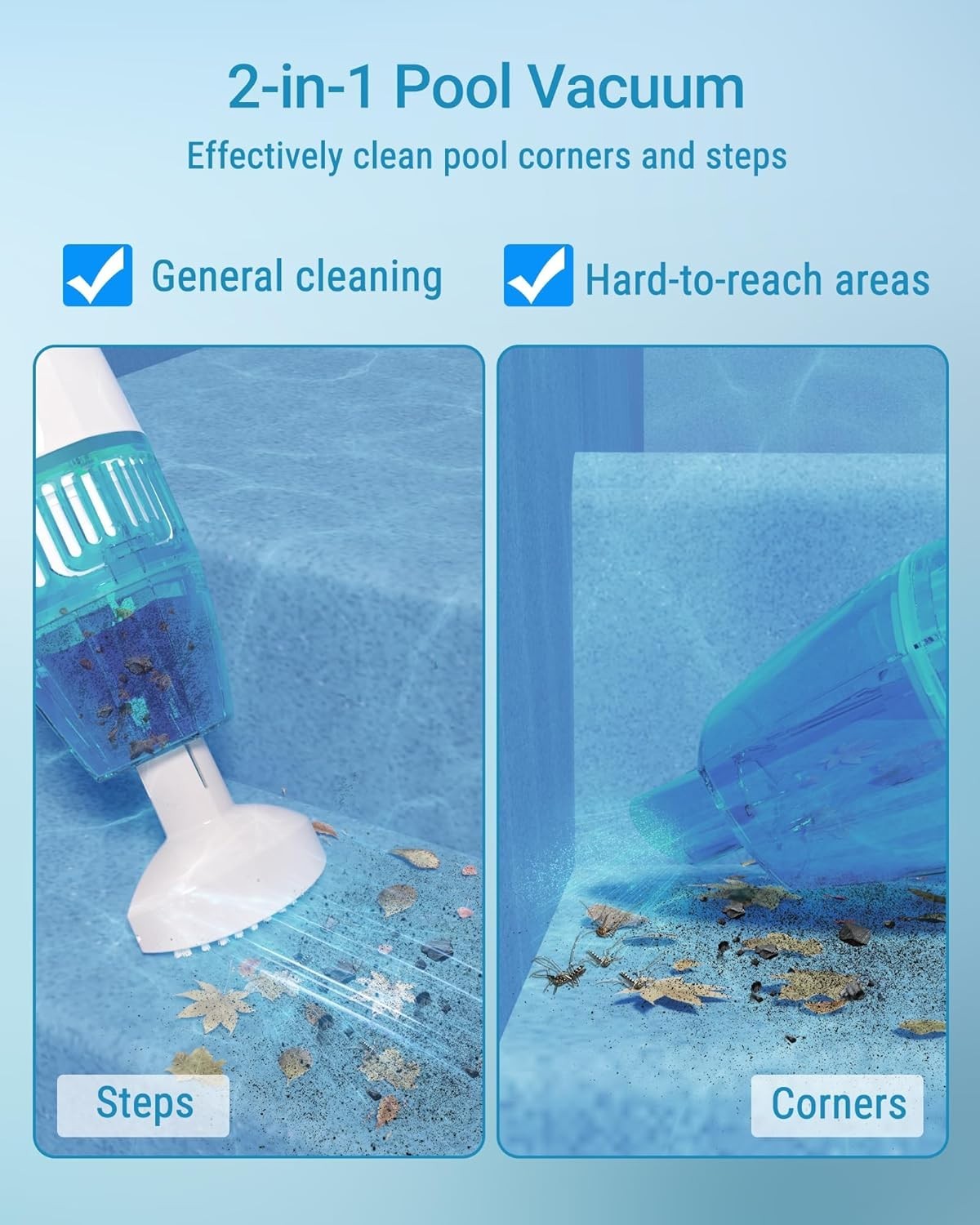 WYBOT Pool Robot Cleaner Vacuum with Dual Suction Heads, Telescopic Pole NEW