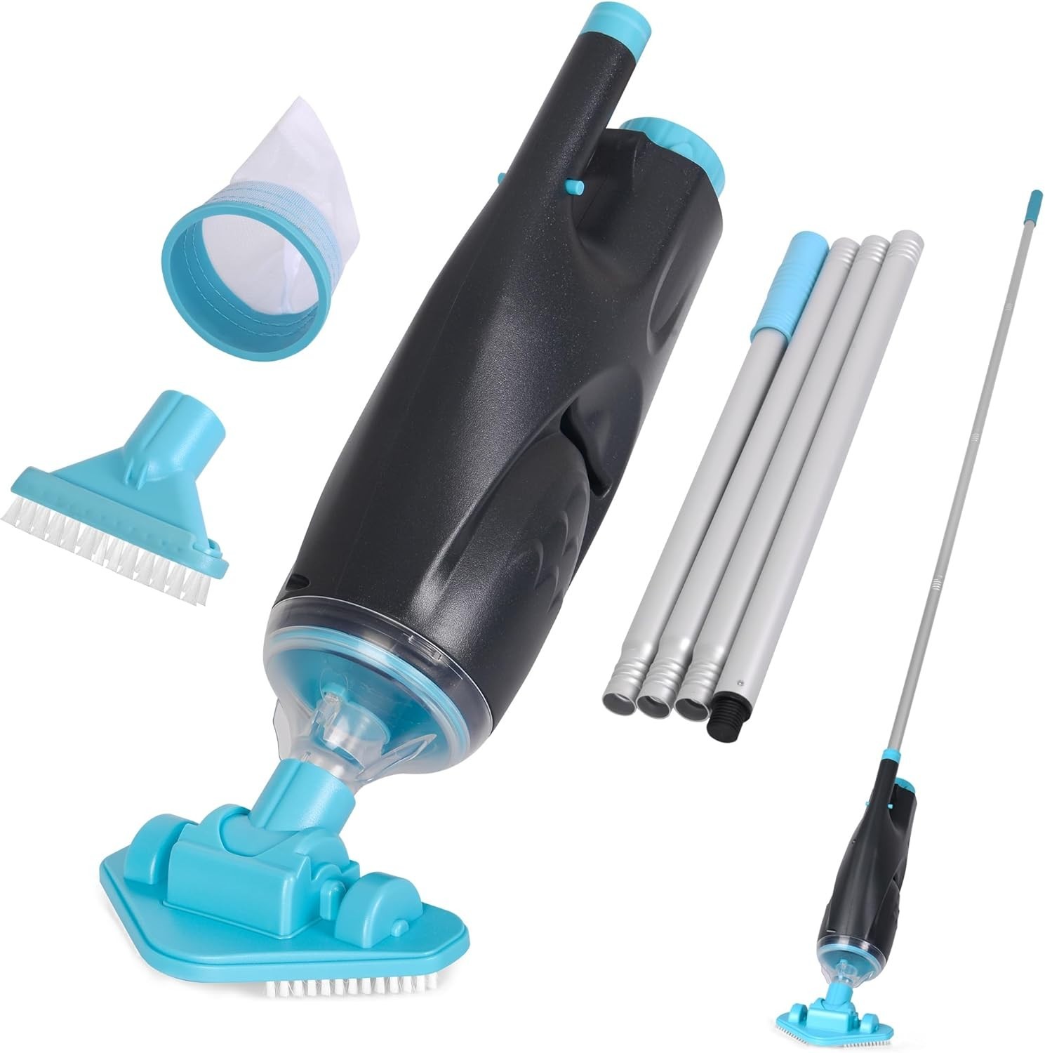 Cordless Pool Vacuum for Hot Tubs & Small Pools Rechargeable Up to 90 Min Blue