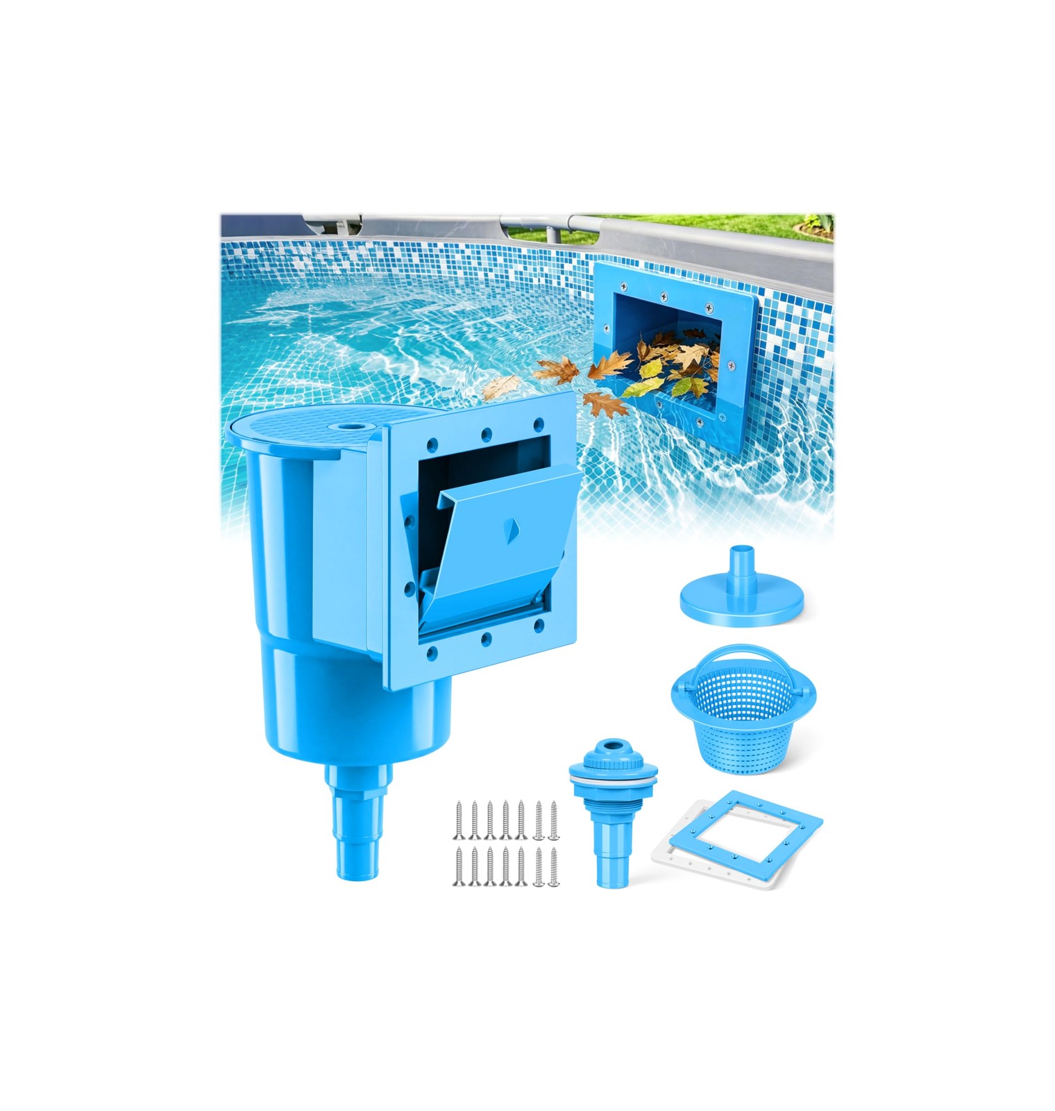 Standard Pool Wall Skimmer for Above Ground Pools, Heavy Duty ABS Through Wal…