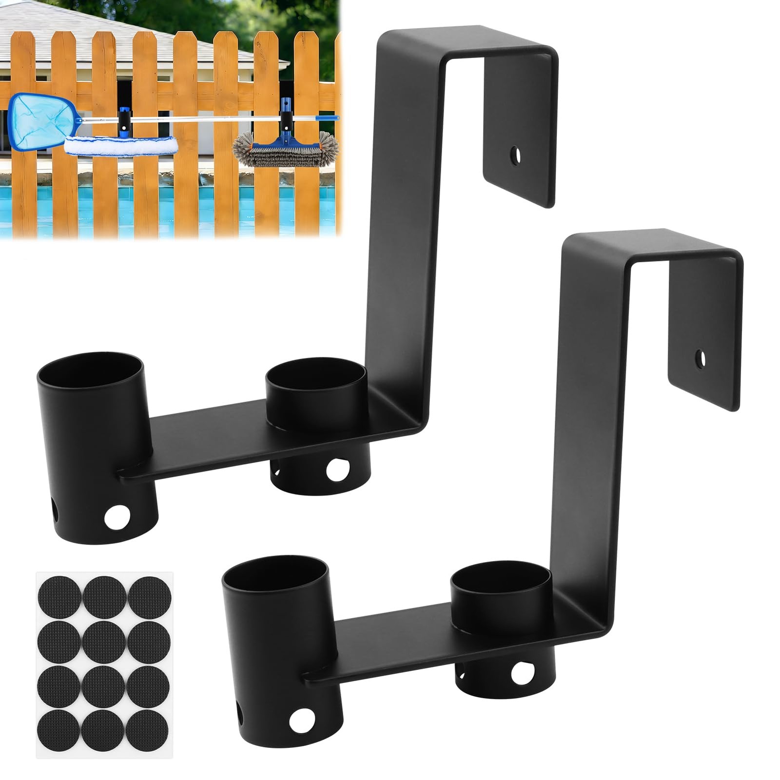2Pcs Pool Fence Hooks, Adjustable Pool Tool Organizer for Hanging Pools Clean…