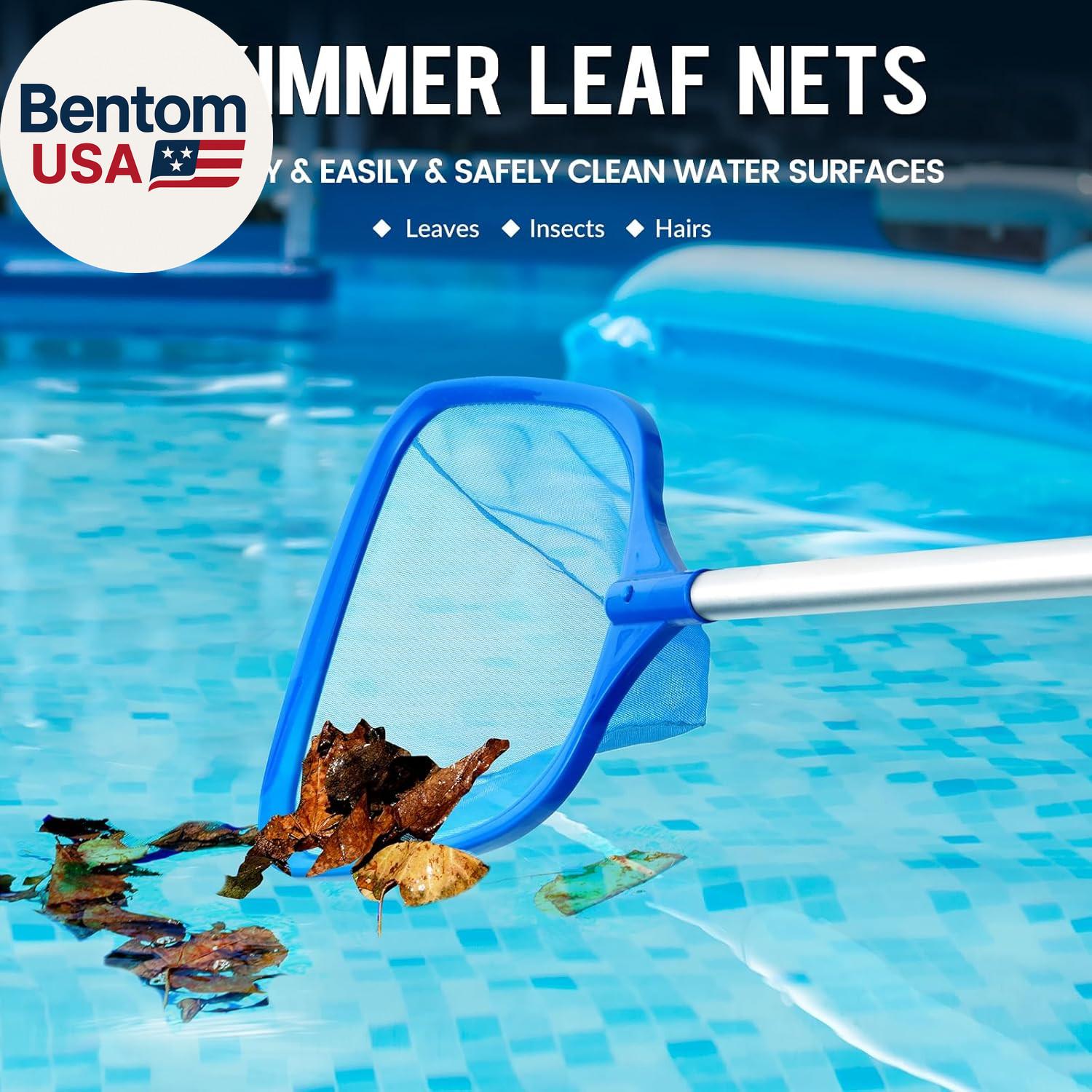 Pool Skimmer Net, Deep Pool Leaf Net with Reinforced Frame, Large Capacity Rake