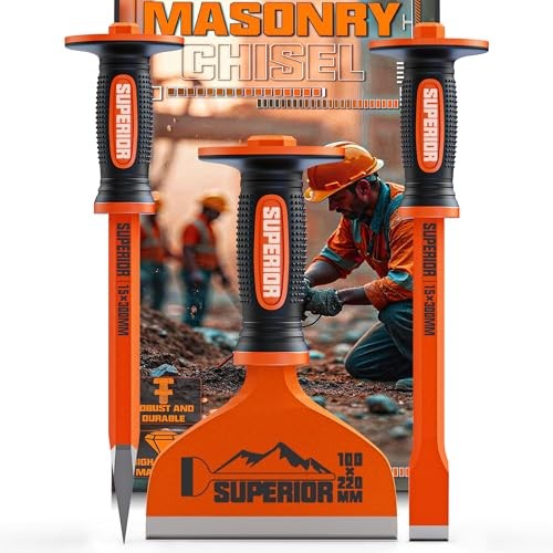 3Pcs Heavy Duty Masonry Chisel Set with Hand Guard 3Piece Masonry Chisel