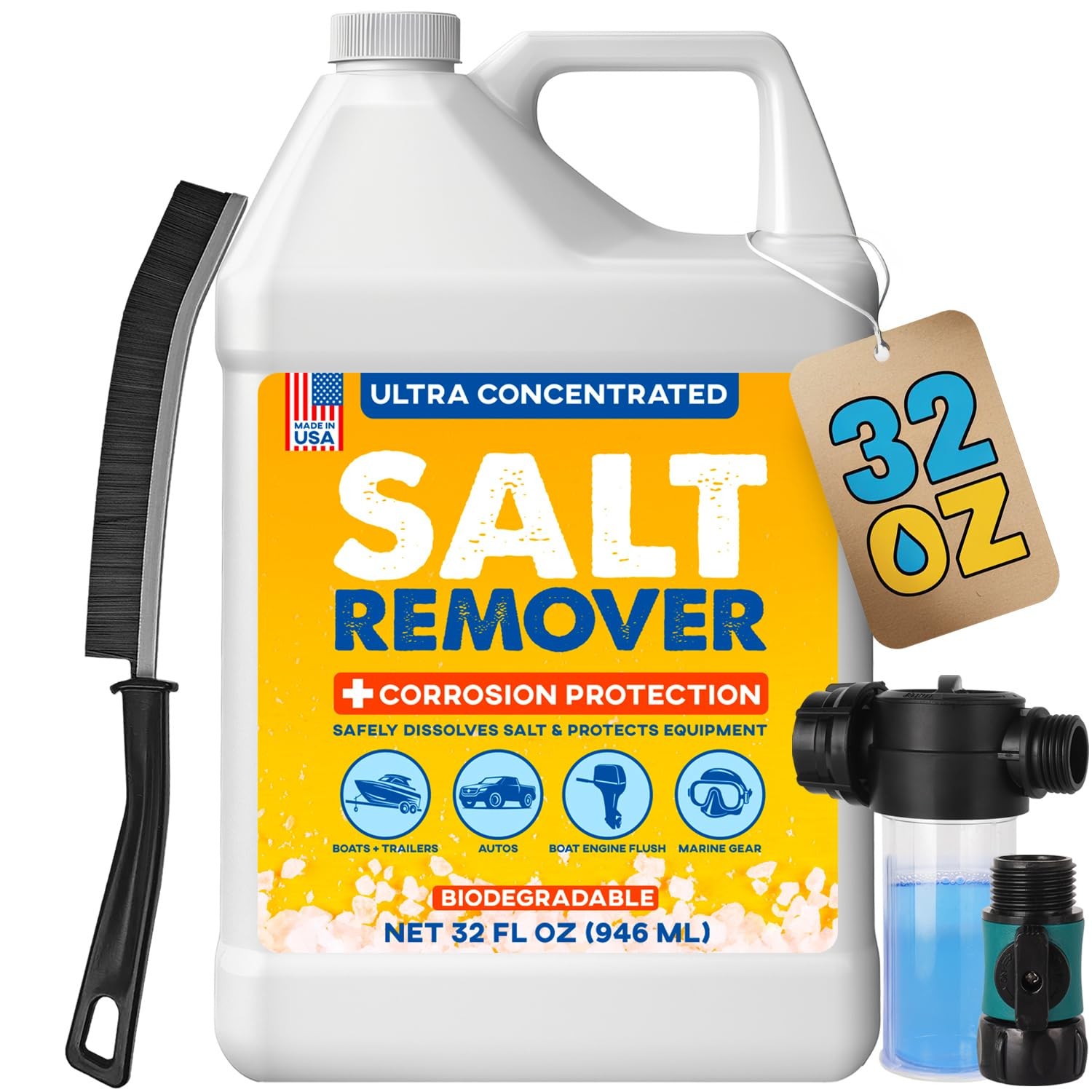 Concentrated Salt Remover + Corrosion Protection – 32 Fl Oz (Pack of 1), Blue