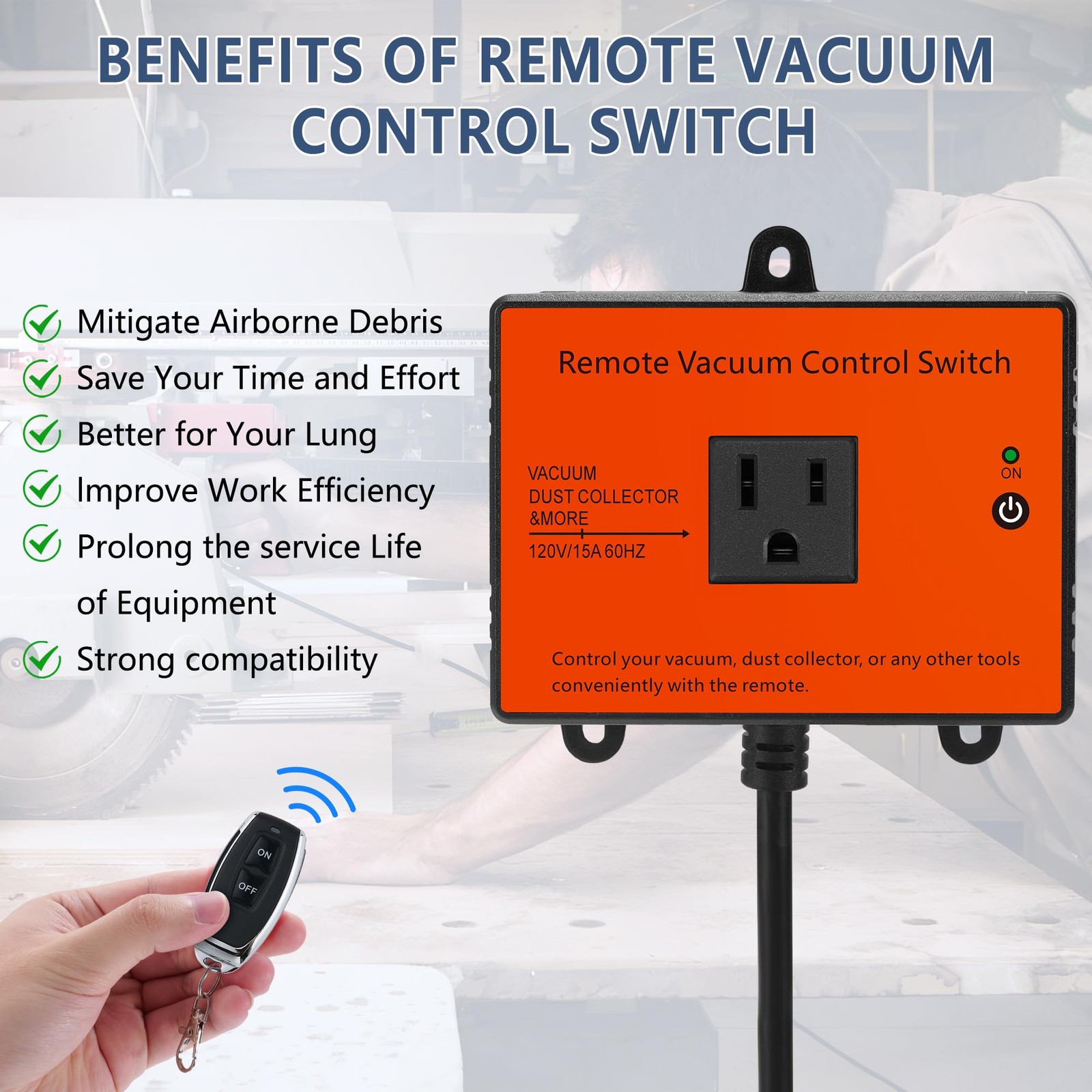 Chaosend 120V Automatic Vacuum Switch Remote Wireless Remote Switch For Dust