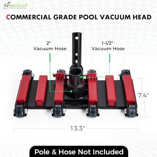 Sepetrel Commercial Grade 14&Prime; Weighted Pool Vacuum Head with Wheels