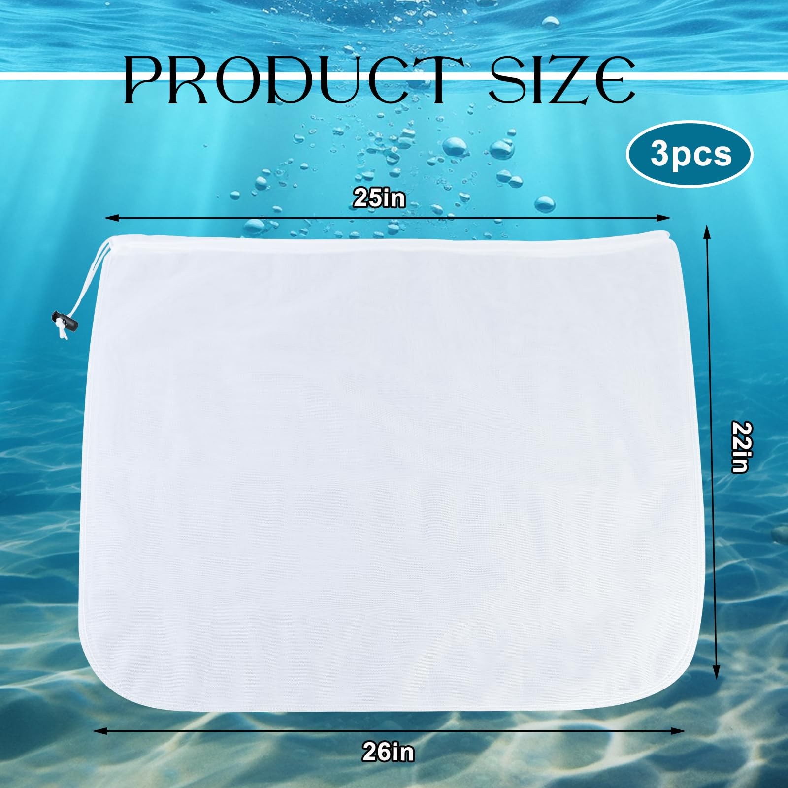 « 3Pack Adjustable Mesh Pool Skimmer Nets for Leaf Rake Cleaning 26×22 Inch »