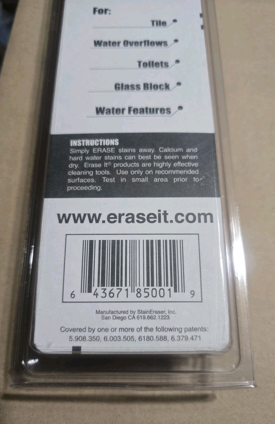 (New) Erase-It 85001 Calcium Eraser for Tile & Concrete Swimming Pools