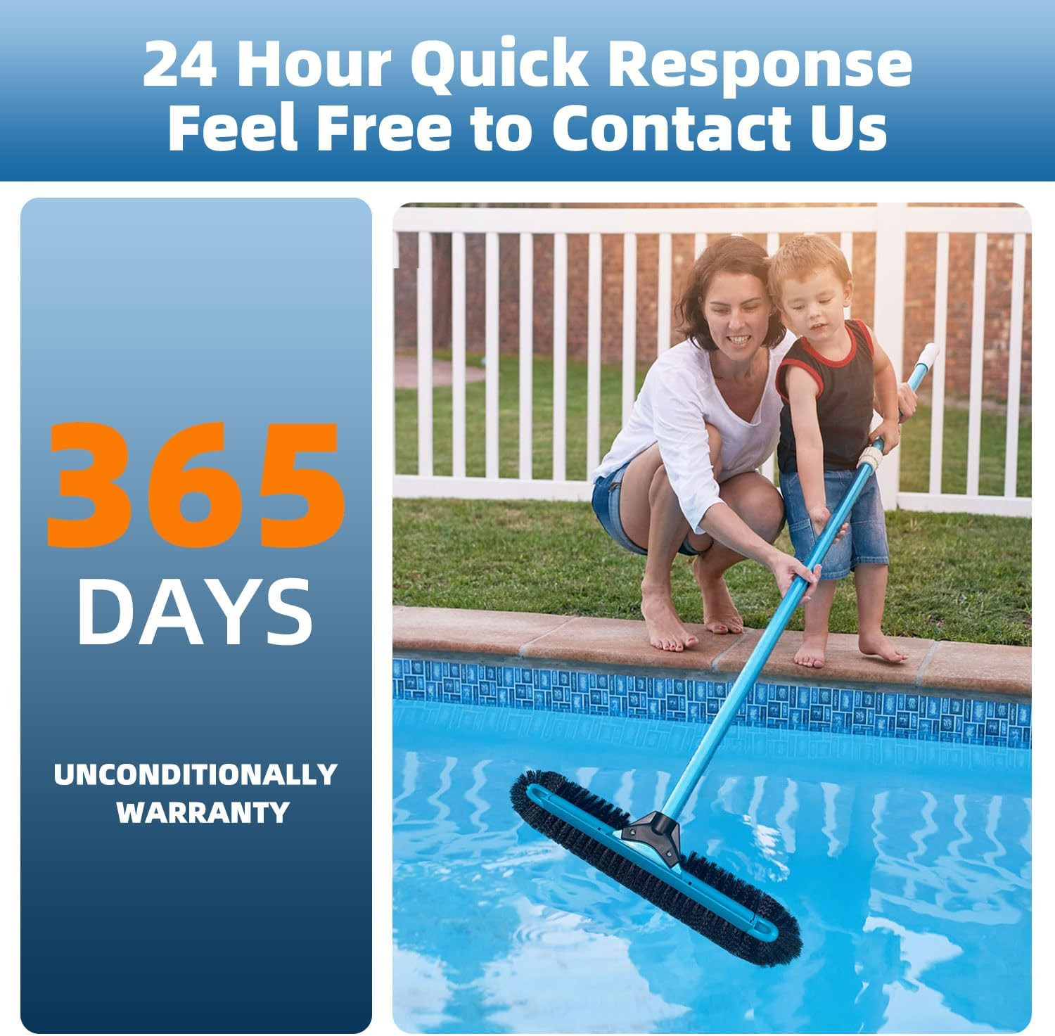 20&Prime; Wide Pool Brush Head Heavy Duty Pool Cleaning Brush 12-Rows Soft Bristles